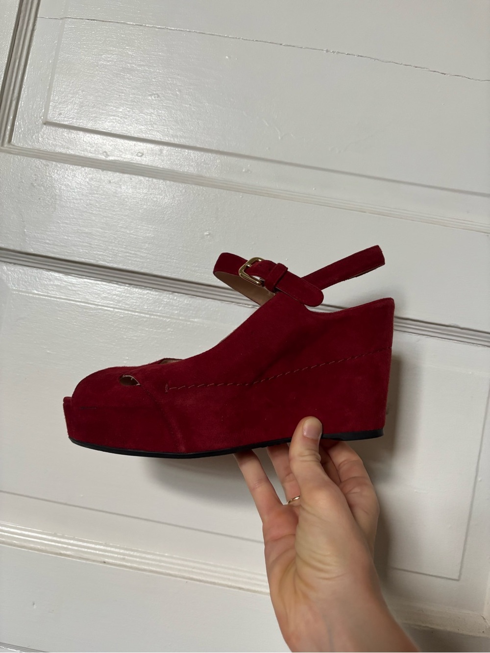 Suede Platform Wedge Heels - Picture 4 of 12